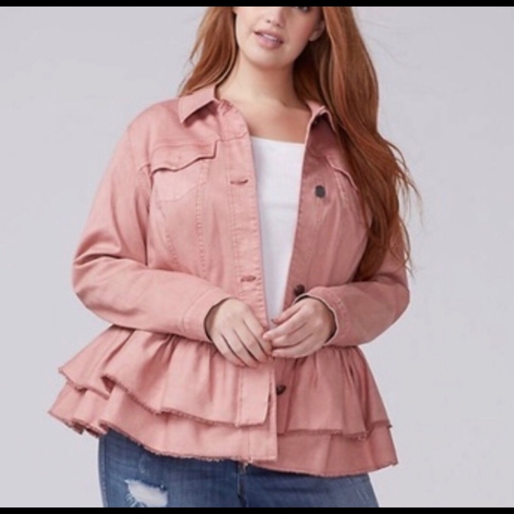 Lane Bryant Pink Jean Jacket Plus Size